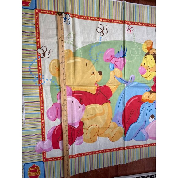Disney Winnie The Pooh & Friends Cotton Fabric Panel 35"x44" Striped Border Craf - Picture 11 of 15
